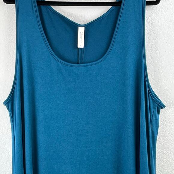 24seven Teal Blue Sleeveless Scoop Neck Tank Long Casual Maxi Dress Plus 3X NWT - Picture 7 of 15